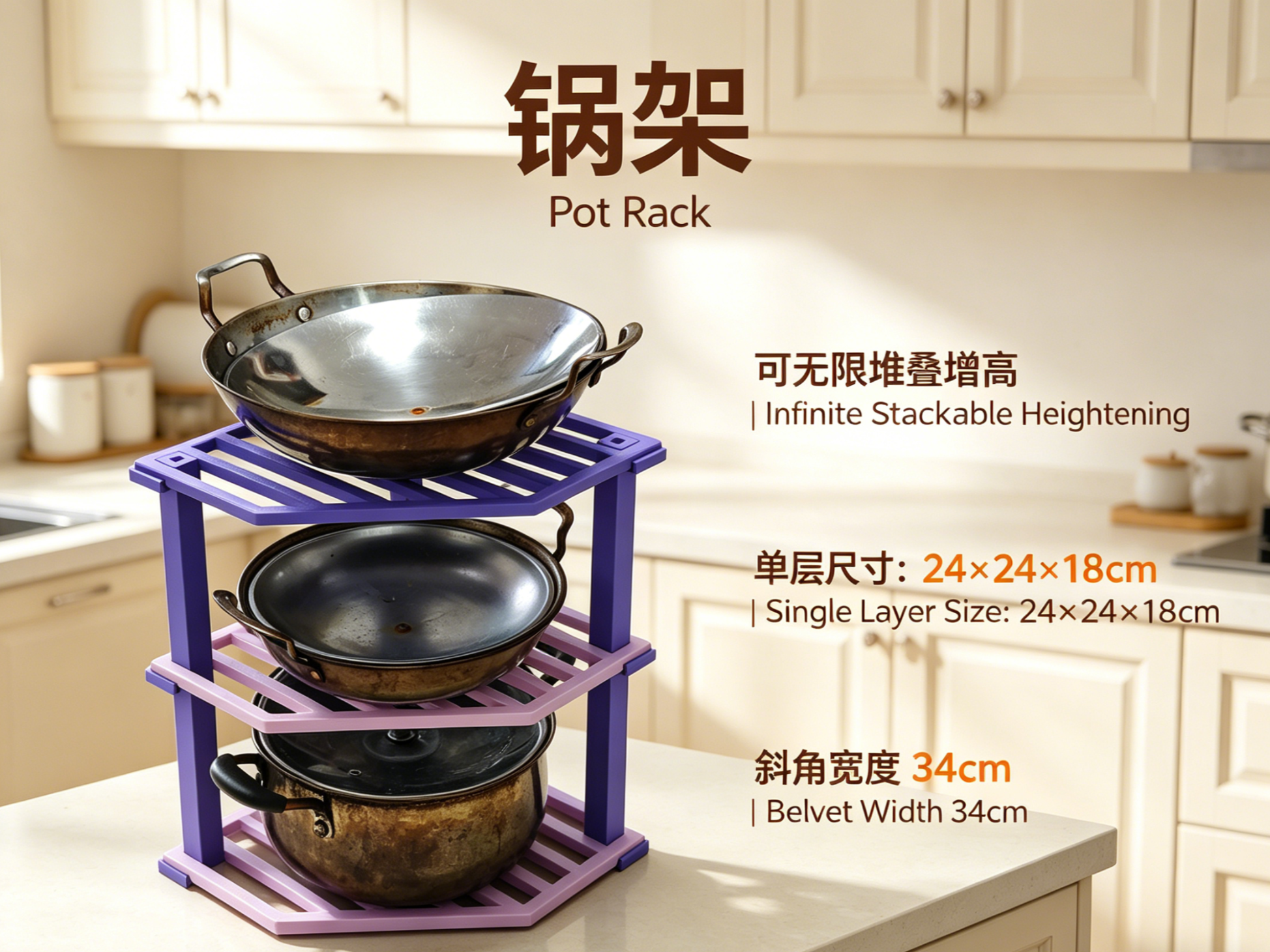 Kitchen cookware “stackable, tiered storage rack” - 没事扑腾两下 | Nexprint ...