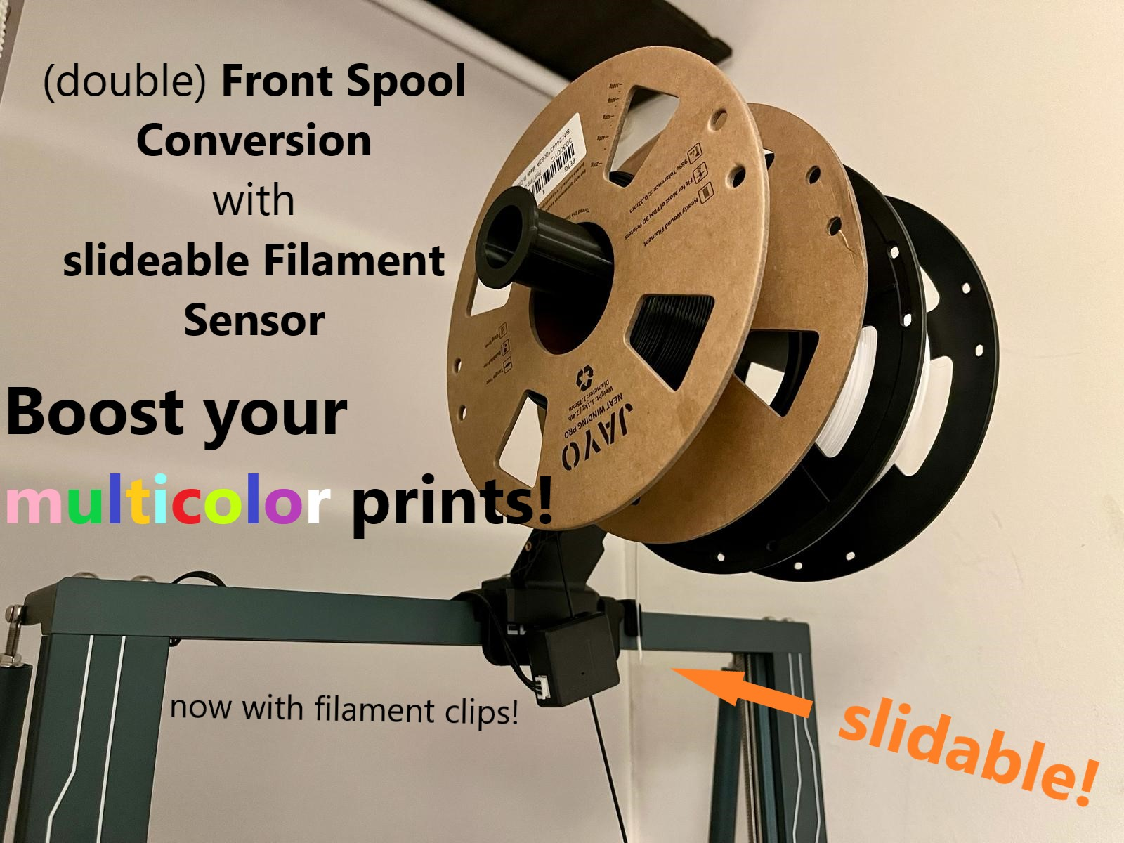 Front Spool front spool conversion by slidable filament sensor mount with clips ...