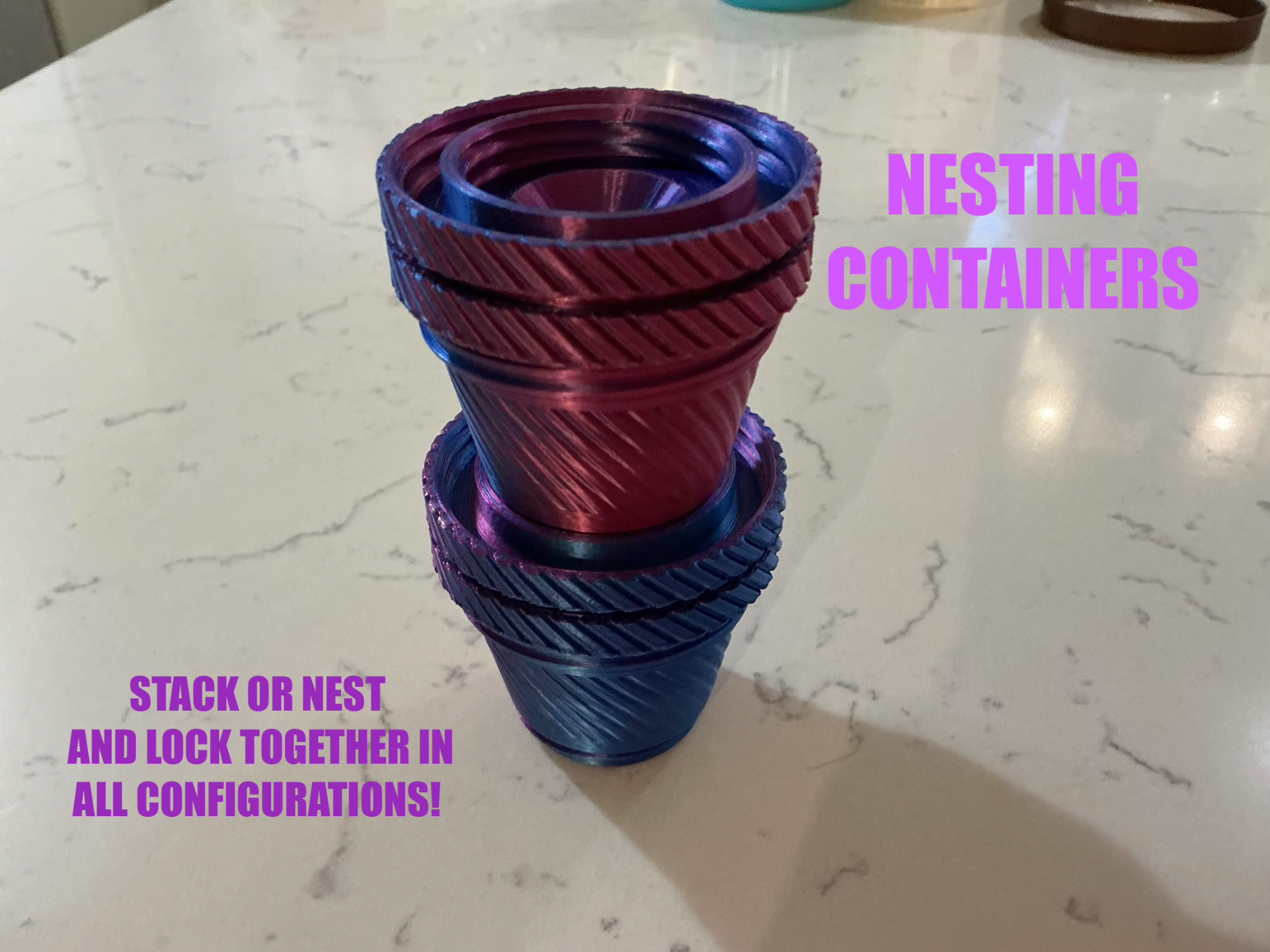 Nesting, lock together storage containers ...