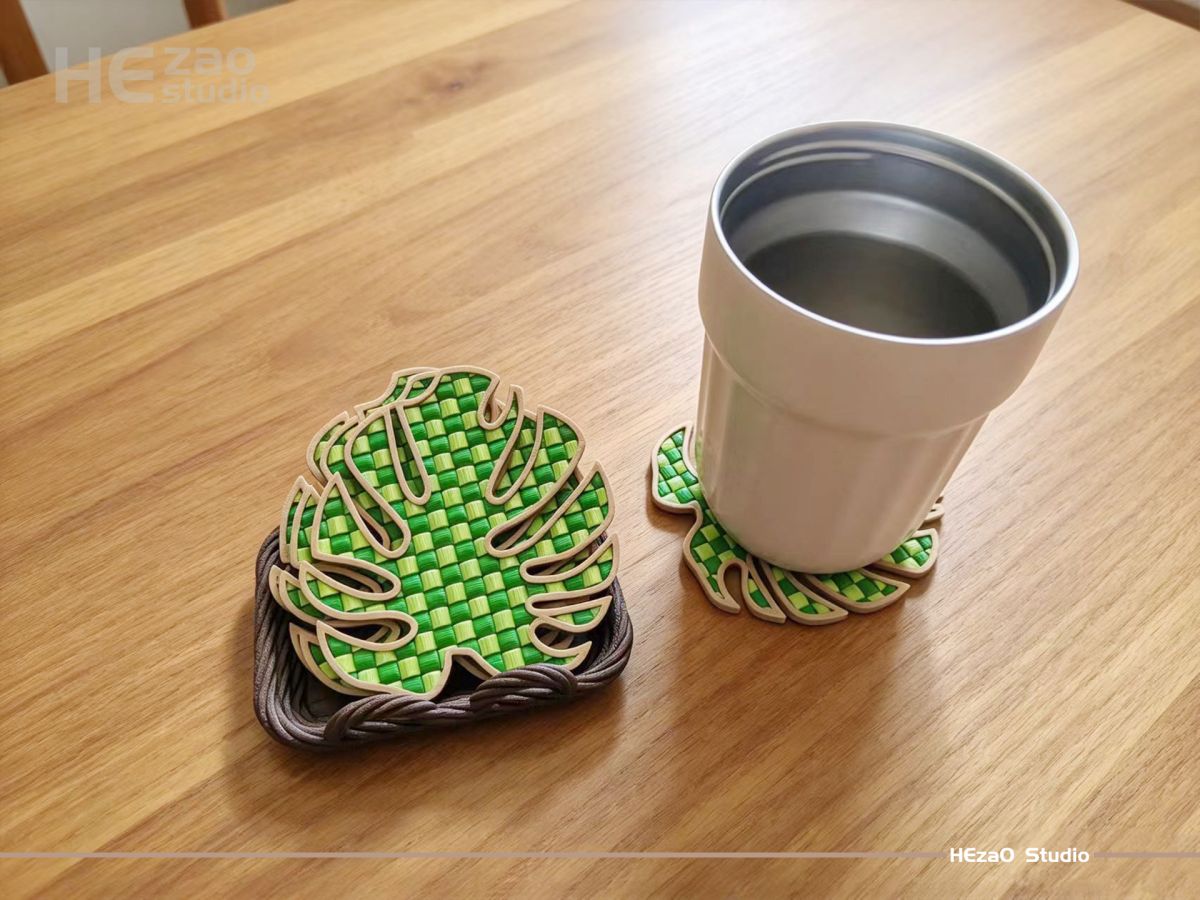 Woven Monstera Leaf Coasters - 核造社HEzaO | Nexprint: Free 3D Model Downloads
