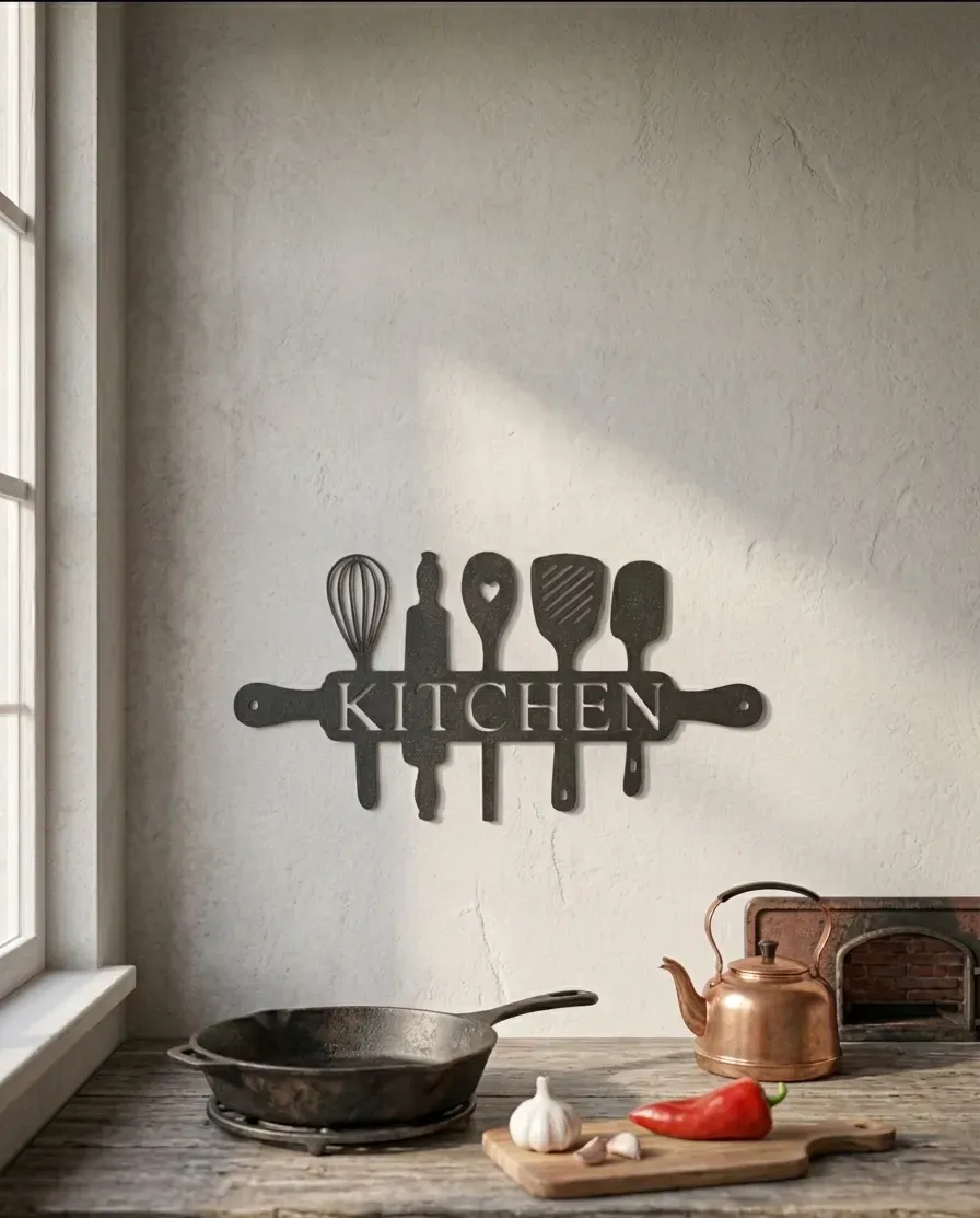 Kitchen Wall Sign with Utensils - 3DVisuals | Nexprint: Free 3D Model ...