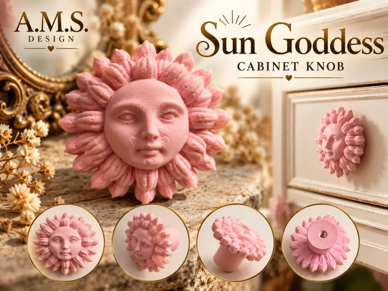 Sun Goddess – Decorative Cabinet Knob - Ams Design | Nexprint: Free 3D ...