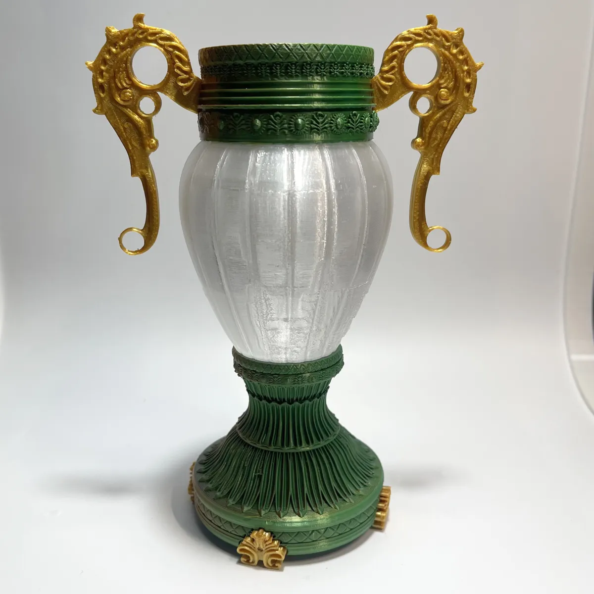 European-style double-ear relief-patterned vintage vase stand with ...