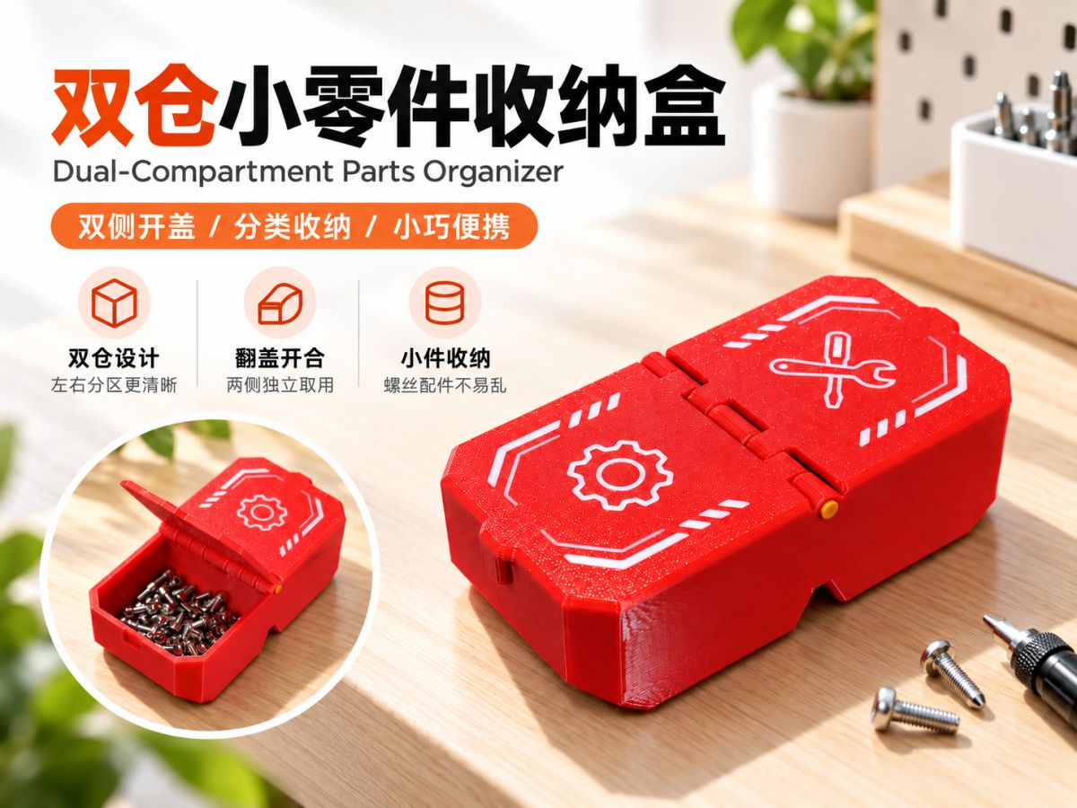 Multiple Comparment Container Dual-compartment, flip-top small-parts storage box - 地呱土豆 | Nexprint ...