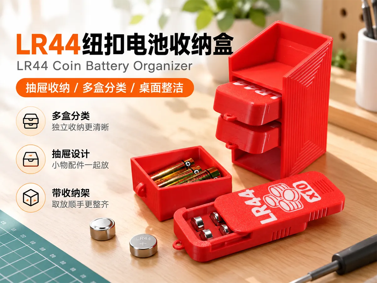 LR44 button cell battery drawer-style organizer - 地呱土豆 | Nexprint: Free ...