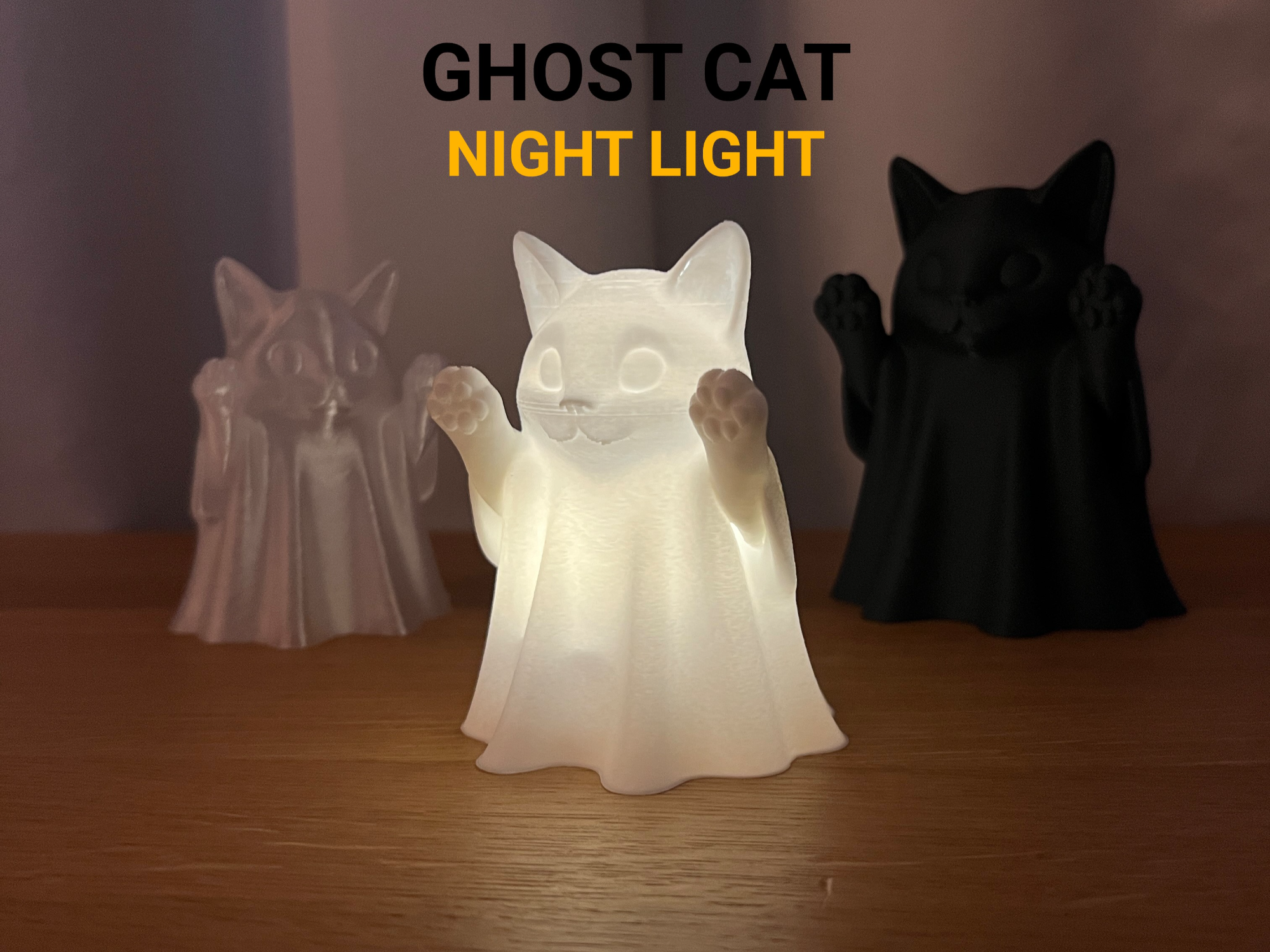 Ghost Cat Night Light - fifindr | Nexprint: Free 3D Model Downloads