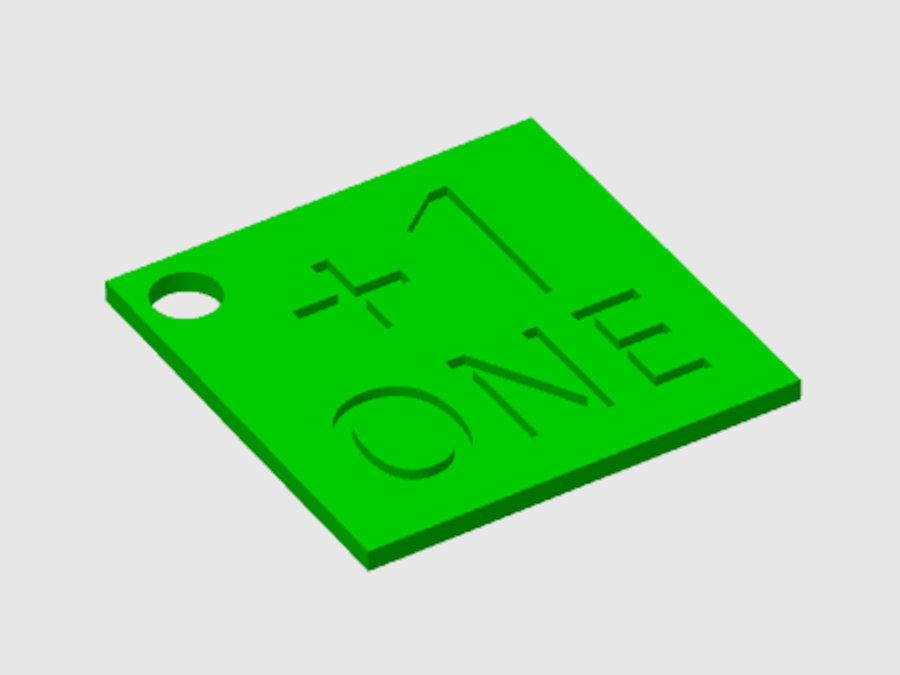 Plus One Square Token With Keyring Hole - T_nology | Nexprint: Free 3D ...