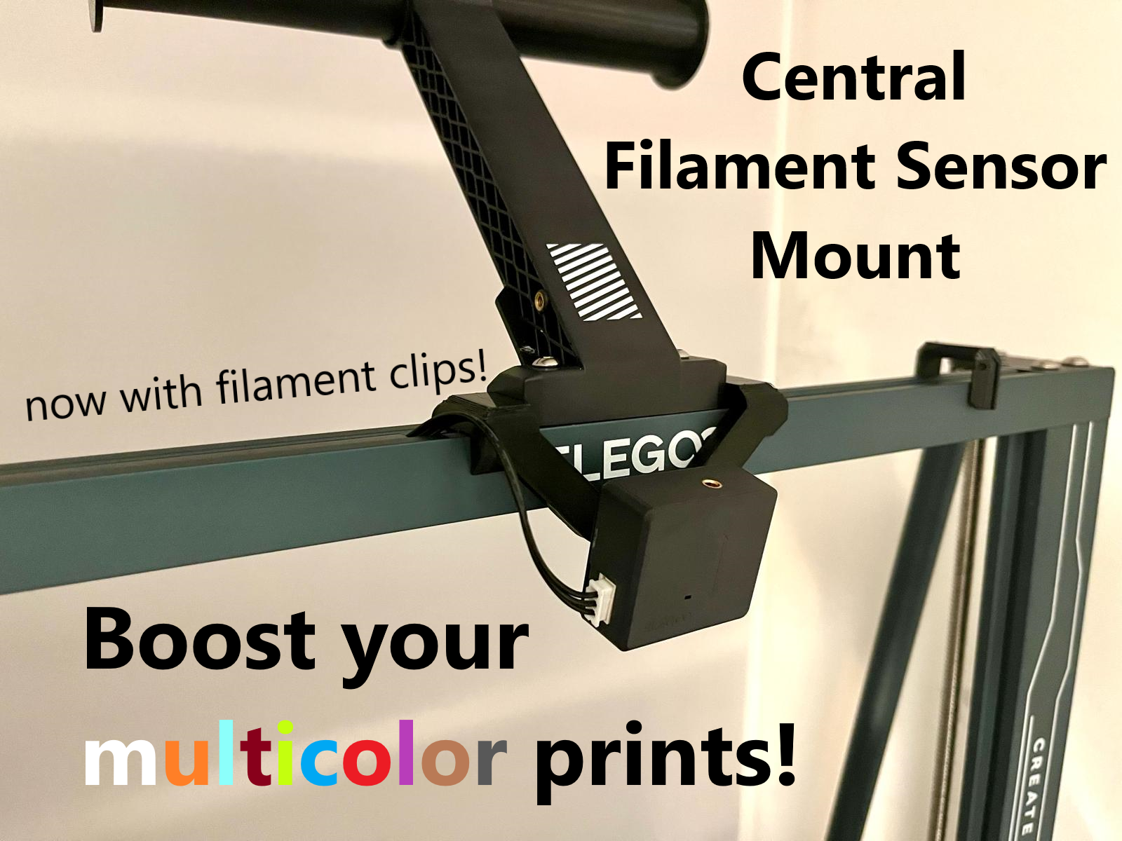 Central filament sensor mount w. filament clips for single / double ...