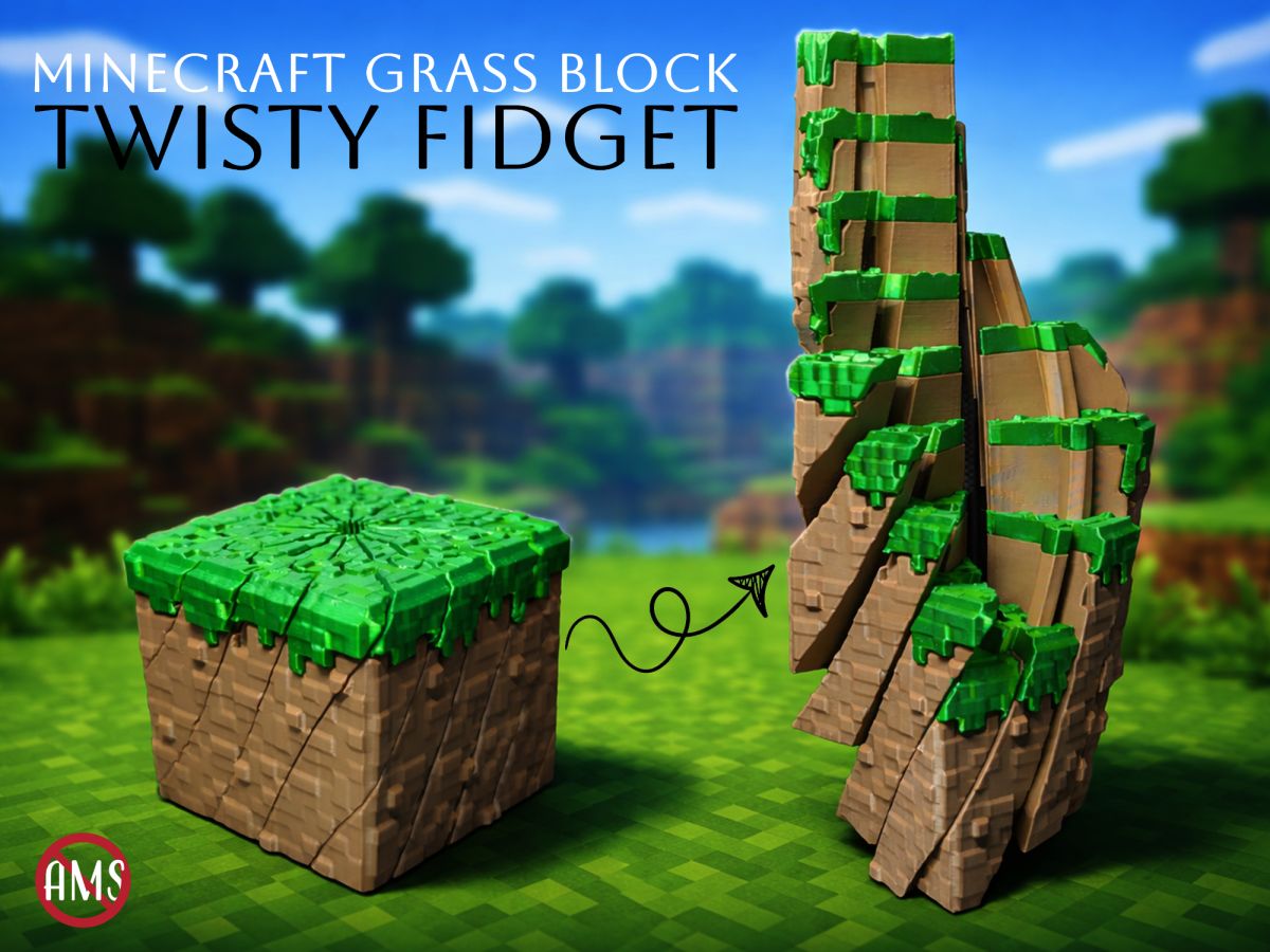 Minecraft Grass Block Twisty Fidget - No AMS - 3DMakerSpace | Nexprint ...