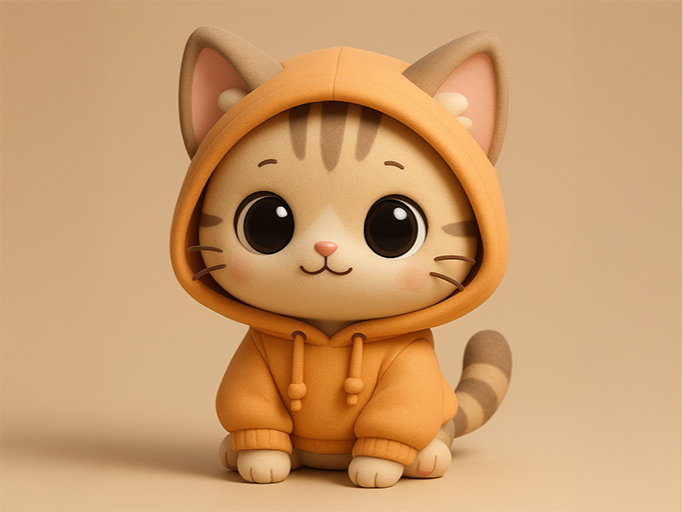Cute Cat in Hoodie - Mr.Moon | Nexprint: Free 3D Model Downloads