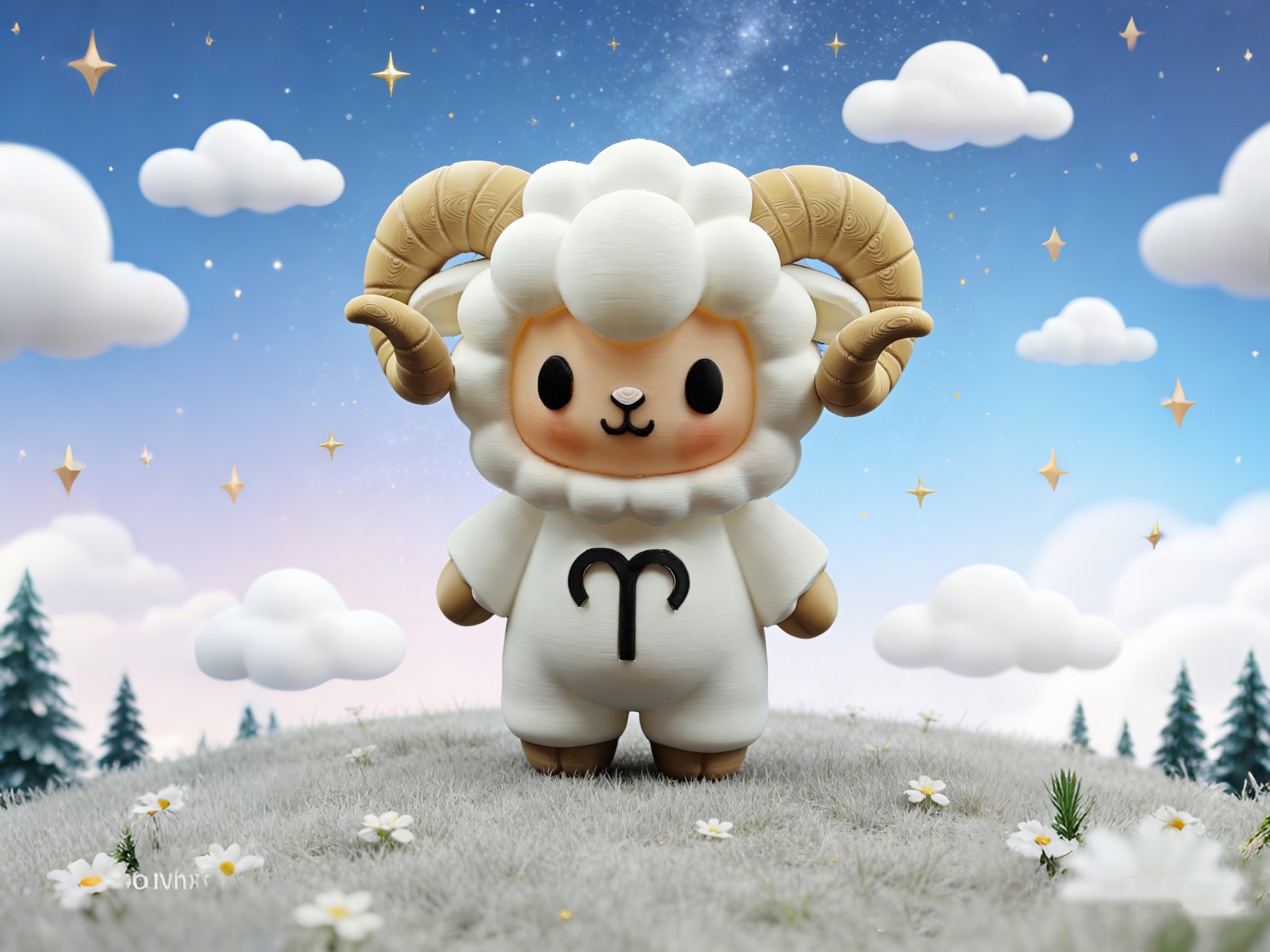 ☆白羊☆ 白羊座白羊白羊座标志十二星座盲盒娃娃公仔模型手办白羊座星座拆件分色