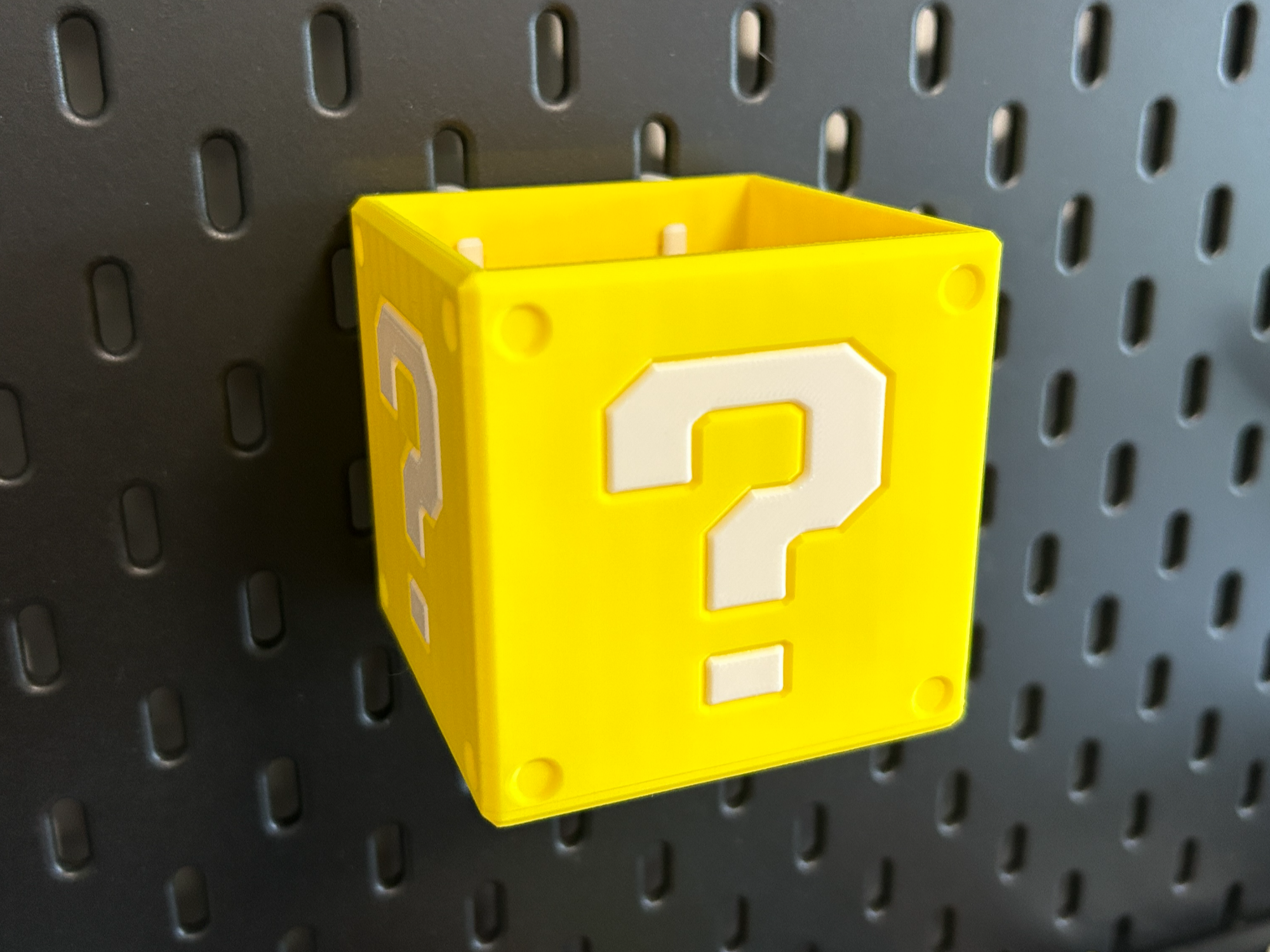 Nintendo Question Block Storage IKEA pegboard Mario-themed question-block storage box - Hermit ...